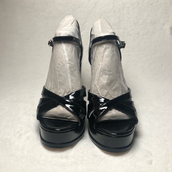 NWOT Jessica Simpson Giddings Glossy Black Platform Sandals,Size-8.5 - Picture 10 of 16
